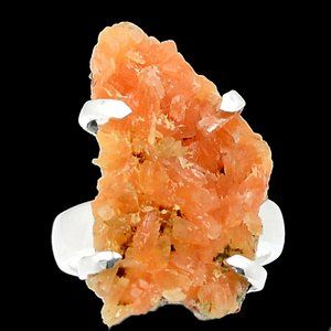 Orange Heulandite Sterling Silver Ring NEW New Age Reiki